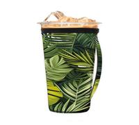 Manicotto riutilizzabile per caffè freddo con manico, foglie della giungla tropicale, in neoprene, isolante, portabicchieri per bevande fredde, 680,4 g - 793,8 g