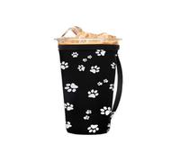 Manicotto riutilizzabile per caffè freddo con manico, impronte di zampe di cane in neoprene isolante, portabicchieri per bevande fredde da 453,6 g a 510,3 g