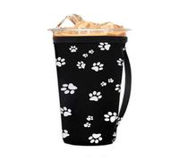 Manicotto riutilizzabile per caffè freddo con manico, impronte di zampe di cane in neoprene isolante, portabicchieri per bevande fredde 680,4 g - 793,8 g