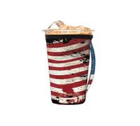 Manicotto riutilizzabile per caffè freddo con manico, in neoprene con bandiera americana vintage, 4 luglio, isolante, portabicchieri per bevande fredde da 473 a 510 ml