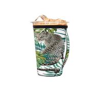 Manicotto riutilizzabile per caffè freddo con manico, leopardato animali della giungla, in neoprene, isolante, portabicchieri, per bevande fredde, da 453,6 g a 510,3 g