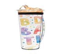 Manicotto riutilizzabile per caffè freddo con manico, lettere colorate, in neoprene, per educazione, alfabeti, isolante, portabicchieri per bevande fredde, 680,4 g - 793,8 g