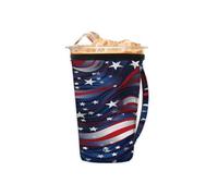 Manicotto riutilizzabile per caffè freddo con manico, manica in neoprene con bandiera americana, 4 luglio, isolante, portabicchieri per bevande fredde da 453,6 g a 510,3 g
