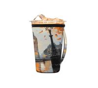Manicotto riutilizzabile per caffè freddo con manico, manica in neoprene per tazza del Big Ben britannico, motivo autunnale, isolante, portabicchieri per bevande fredde da 453,6 g a 510,3 g