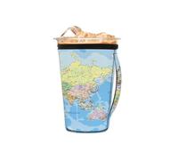 Manicotto riutilizzabile per caffè freddo con manico, mappa del mondo politico, in neoprene, isolante, portabicchieri, per bevande fredde, 453,6 - 510,3 g