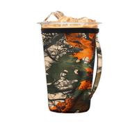 Manicotto riutilizzabile per caffè freddo con manico, motivo albero della foresta, in neoprene, isolante, portabicchieri, per bevande fredde, 680,4 g - 793,8 g
