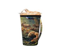 Manicotto riutilizzabile per caffè freddo con manico, motivo animali della foresta, in neoprene, con cervi e uccelli, isolante, portabicchieri per bevande fredde, 453,6 - 510,3 g
