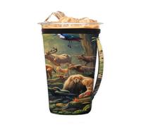 Manicotto riutilizzabile per caffè freddo con manico, motivo animali della foresta, in neoprene, con cervi e uccelli, isolante, portabicchieri per bevande fredde, 680,4 g - 793,8 g