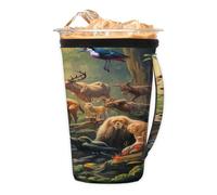 Manicotto riutilizzabile per caffè freddo con manico, motivo animali della foresta, in neoprene, con cervi e uccelli, isolante, portabicchieri per bevande fredde, 850,5 g - 907,2 g