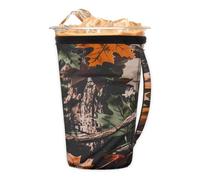 Manicotto riutilizzabile per caffè freddo con manico, motivo mimetico, motivo albero della foresta, in neoprene, con foglie, isolante, per bevande fredde, 850,5 g - 907,2 g