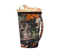 Manicotto riutilizzabile per caffè freddo con manico, motivo mimetico, motivo albero della foresta, in neoprene, con foglie mimetiche, portabicchieri, per bevande fredde, 680,4 - 793,8 g