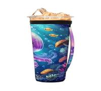 Manicotto riutilizzabile per caffè freddo con manico, simpatica medusa, in neoprene, isolante, portabicchieri per bevande fredde, 680,4 g - 793,8 g