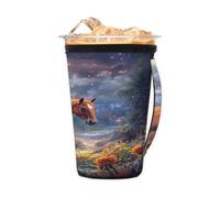 Manicotto riutilizzabile per caffè ghiacciato con manico, galassia cavallo fiori in neoprene manica tazza isolante animale della foresta portabicchieri per bevande fredde 680,4 g - 793,8 g