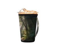 Manicotto riutilizzabile per caffè ghiacciato con manico, in neoprene dipinto con foglie di albero della foresta, isolante, portabicchieri per bevande fredde da 453,6 g a 510,3 g