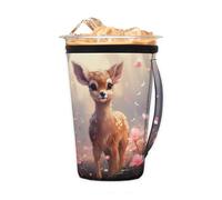 Manicotto riutilizzabile per caffè ghiacciato con manico, in neoprene, motivo papaveri, animali della foresta, fiori, isolante, portabicchieri per bevande fredde, 680,4 g - 793,8 g