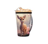 Manicotto riutilizzabile per caffè ghiacciato con manico, in neoprene, motivo papaveri, animali della foresta, isolante, portabicchieri per bevande fredde, 453,6 - 510,3 g