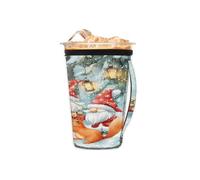 Manicotto riutilizzabile per caffè ghiacciato con manico, motivo gnomi natalizi della foresta, in neoprene, isolante, portabicchieri, per bevande fredde, 453,6 g - 510,3 g