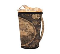 Manicotto riutilizzabile per caffè ghiacciato con manico, retro mappa del mondo, in neoprene, stile vintage, con mappa didattica, isolante, portabicchieri per bevande fredde, 680,4 - 793,8 g