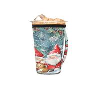 Manicotto riutilizzabile per caffè ghiacciato con manico, simpatico gnomi Chritsmas in neoprene con albero della neve isolante portabicchieri per bevande fredde 473,6 - 510,3 g
