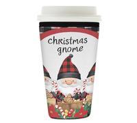 Manicotto riutilizzabile per tazze da caffè ghiacciato carino natalizio gnomi isolanti in neoprene per bevande fredde gnomi elementi plaid bevande titolare per tazze da 760 - 793,8 g