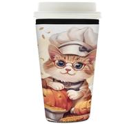 Manicotto riutilizzabile per tazze da caffè ghiacciato carino orecchie di gatto grano zucca isolante manica in neoprene per bevande fredde supporto per tazze da 907,2 g