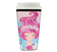 Manicotto riutilizzabile per tazze da caffè ghiacciato carino sirena principessa isolante in neoprene manica per bevande fredde supporto per tazze da 760 - 793,8 g