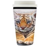Manicotto riutilizzabile per tazze da caffè ghiacciato carino stampa tigre isolante in neoprene manica per bevande fredde supporto per tazze da 907,2 g