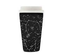 Manicotto riutilizzabile per tazze da caffè ghiacciato, con costellazioni zodiacali, isolante, in neoprene, per bevande fredde, motivo costellazioni, supporto per bevande da 473-510 ml