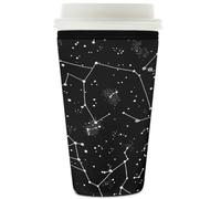 Manicotto riutilizzabile per tazze da caffè ghiacciato con costellazioni zodiacali, isolante, in neoprene, per bevande fredde, motivo costellazioni, supporto per bevande da 907,2 g