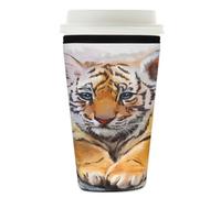 Manicotto riutilizzabile per tazze da caffè ghiacciato, con stampa di tigre, isolante, in neoprene, per bevande fredde, supporto per tazze da 760-793,8 g