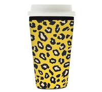Manicotto riutilizzabile per tazze da caffè ghiacciato, con stampa leopardata, in neoprene, per bevande fredde, supporto per bevande con stampa leopardata, per tazze da 760-793,8 g
