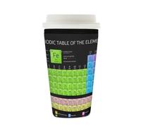 Manicotto riutilizzabile per tazze da caffè ghiacciato con tavola periodica degli elementi, isolante, in neoprene, per bevande fredde, supporto per tazze da 470-510 ml