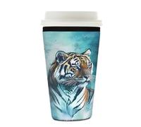 Manicotto riutilizzabile per tazze da caffè ghiacciato, motivo tigre galassia, isolante, in neoprene, per bevande fredde, supporto per tazze da 623,7-680,4 g