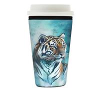 Manicotto riutilizzabile per tazze da caffè ghiacciato, motivo tigre galassia, isolante, in neoprene, per bevande fredde, supporto per tazze da 760 a 793,8 g