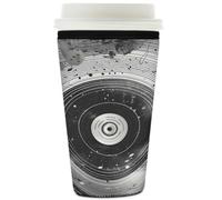 Manicotto riutilizzabile per tazze da caffè ghiacciato nero isolante per dischi musicali in neoprene per bevande fredde supporto per tazze da 907,2 g