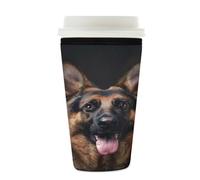 Manicotto riutilizzabile per tazze di caffè freddo cane pastore tedesco isolante in neoprene manica per bevande fredde cane modello animale bevande supporto per tazze da 623,7-680,4 g