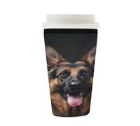Manicotto riutilizzabile per tazze di caffè freddo cane pastore tedesco isolante in neoprene manica per bevande fredde cane modello animale bevande supporto per tazze da 473-510 ml