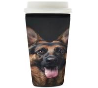 Manicotto riutilizzabile per tazze di caffè freddo cane pastore tedesco isolante in neoprene manica per bevande fredde cane modello animale bevande titolare per tazze da 907,2 g