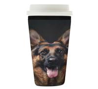 Manicotto riutilizzabile per tazze di caffè freddo cane pastore tedesco isolante in neoprene manica per bevande fredde cane modello animale bevande supporto per tazze da 760 - 793,8 g
