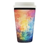 Manicotto riutilizzabile per tazze di caffè ghiacciato arcobaleno Galaxy note musicali isolanti in neoprene per bevande fredde supporto per tazze da 760 - 793,8 g