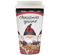Manicotto riutilizzabile per tazze di caffè ghiacciato carino natalizio gnomi isolanti in neoprene manica per bevande fredde gnomi elementi plaid bevande titolare per tazze da 907,2 g