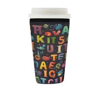 Manicotto riutilizzabile per tazze di caffè ghiacciato, isolante, in neoprene, per bevande fredde, con lettere dell'alfabeto, supporto per bevande da 623,7 a 680,4 g