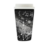 Manicotto riutilizzabile per tazze di caffè ghiacciato, note musicali astratte, isolante, in neoprene, per bevande fredde, adatto per tazze da 623,7-680,4 g