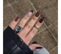 Manicure a punta profilo finitura lucida Leopard Line Art | Suggerimenti da attaccare sulle unghie per un look casual per la cena, per momenti pronti alla macchina fotografica,
