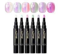 Manicure Artistry Markers - Six-Chromic Iridescent, Fast Parching Fingernail Lacquer Brush Implements, Novices Ladies House Gala Transit Bridal Everyday Courting Exercise, Set |