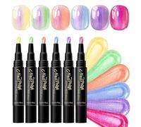 Manicure Artistry Markers - Six-Chromic Iridescent Shellac, Fast Parching Fingernail Lacquer Brush Implements, Novices Ladies House Gala Transit Bridal Everyday Courting Exercise, Set |