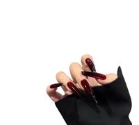 Manicure che migliora il temperamento, colore delle unghie primaverile trasparente personalizzato bianco rosso sfumato nero indossato a mano chiodo rimovibile rosso vino.(S)