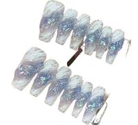 Manicure che migliora il temperamento, manicure da portare con le mani e da indossare con le unghie nel colore dell'oceano, curare le unghie con il vento e curare le unghie.(L)