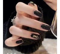 Manicure che migliora il temperamento, nuovo sbiancamento nero di alta qualità autunnale e invernale fatto a mano in Europa e negli Stati Uniti, manicure lunga e bella con adesivi for unghie.(2,S)