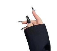 Manicure che migliora il temperamento, nuovo sbiancamento nero di alta qualità autunnale e invernale fatto a mano in Europa e negli Stati Uniti, manicure lunga e bella con adesivi for unghie.(1,L)